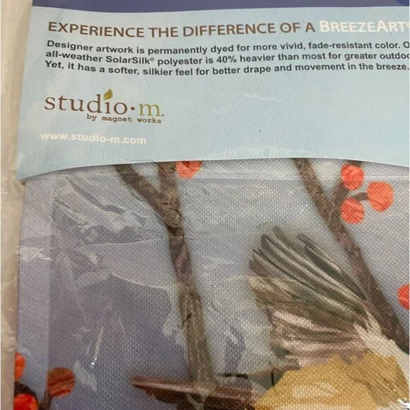 NWOT Breezeart 12.5" X 18" Premium Garden Flag Studio M Cardinal & Chickadees - Picture 5 of 6